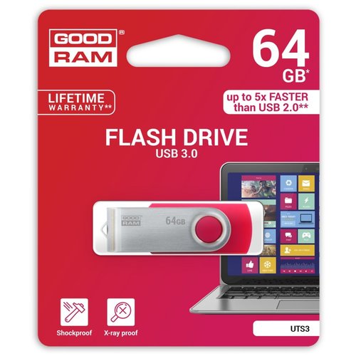 Goodram UTS3 USB flash drive 64 GB USB Type-A 3.2 Gen 1 (3.1 Gen 1) Rood