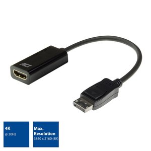 ACT AC7555 DisplayPort naar HDMI Adapter | Female | 4K | Zip Bag
