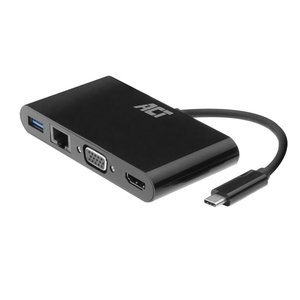ACT AC7330 | Docking Station | USB-C | HDMI + VGA + USB | Zwart ACT AC7330 | Docking Station | USB-C | HDMI + VGA + USB | Zwart