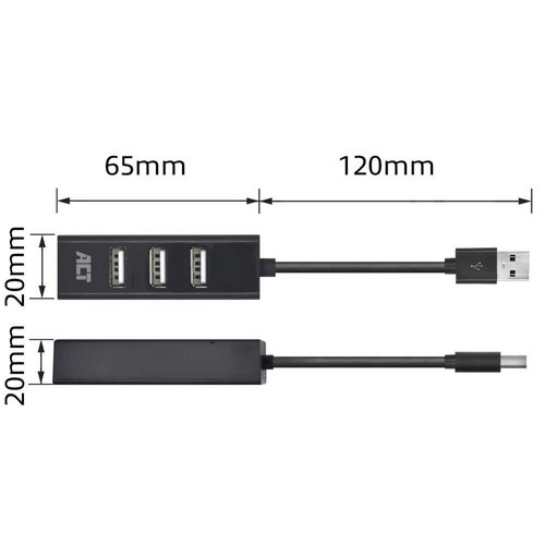 ACT AC6205 interface hub USB 2.0 480 Mbit/s Zwart