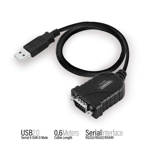Eminent EM1016 seriële kabel Zwart 0,6 m USB A RS-232