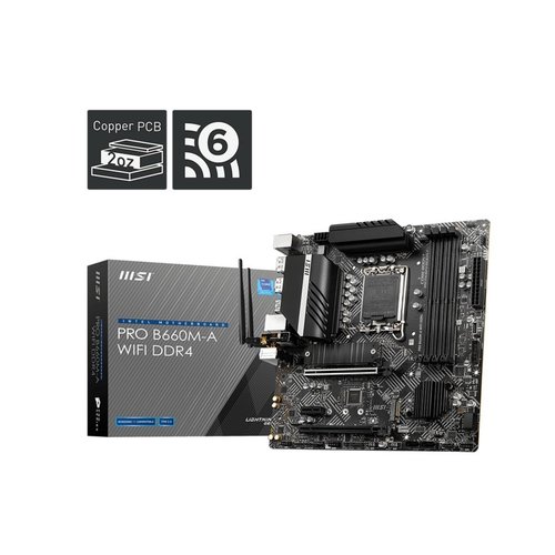 MSI PRO B660M-A WIFI DDR4 moederbord Intel B660 LGA 1700 micro ATX MSI PRO B660M-A WIFI DDR4 moederbord Intel B660 LGA 1700 micro ATX