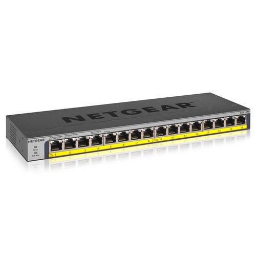 Netgear NETGEAR GS116PP Unmanaged Gigabit Ethernet (10/100/1000) Power over Ethernet (PoE) Zwart Netgear NETGEAR GS116PP Unmanaged Gigabit Ethernet (10/100/1000) Power over Ethernet (PoE) Zwart
