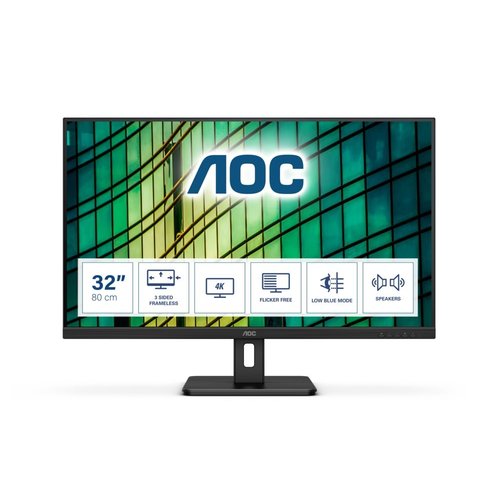 AOC E2 U32E2N LED display 80 cm (31.5") 3840 x 2160 Pixels 4K Ultra HD Zwart AOC E2 U32E2N LED display 80 cm (31.5") 3840 x 2160 Pixels 4K Ultra HD Zwart