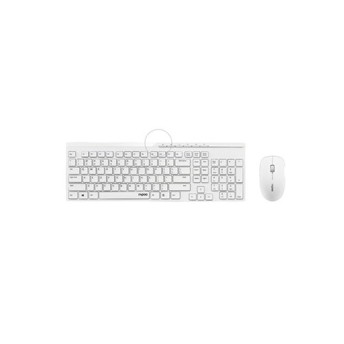Rapoo 8100 Wireless Keyboard + Mouse Desktopset - White / AZERTY-BE Rapoo 8100 Wireless Keyboard + Mouse Desktopset - White / AZERTY-BE