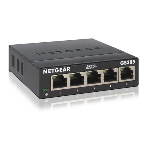Netgear NETGEAR GS305 Unmanaged L2 Gigabit Ethernet (10/100/1000) Zwart Netgear NETGEAR GS305 Unmanaged L2 Gigabit Ethernet (10/100/1000) Zwart