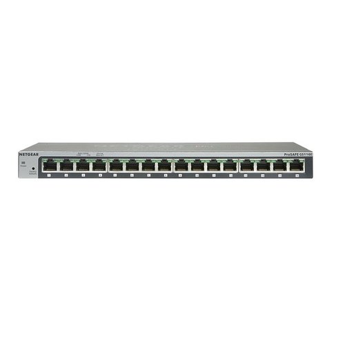 Netgear NETGEAR ProSAFE Unmanaged Switch - GS116GE - Desktop - 16 Gigabit Ethernet poorten 10/100/1000 Mbps Netgear NETGEAR ProSAFE Unmanaged Switch - GS116GE - Desktop - 16 Gigabit Ethernet poorten 10/100/1000 Mbps