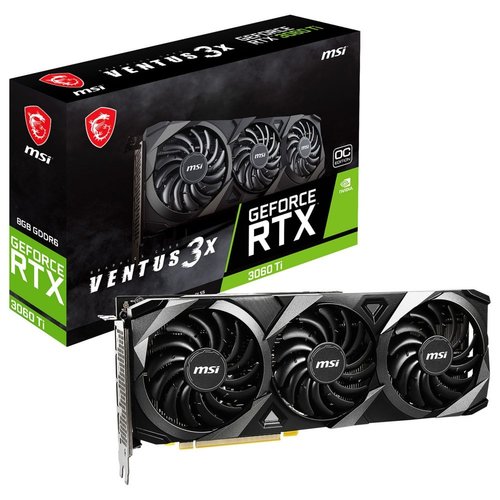 MSI RTX 3060 TI VENTUS 3X 8G OC LHR videokaart NVIDIA GeForce RTX 3060 Ti 8 GB GDDR6 MSI RTX 3060 TI VENTUS 3X 8G OC LHR videokaart NVIDIA GeForce RTX 3060 Ti 8 GB GDDR6