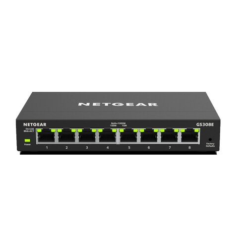 Netgear NETGEAR GS308E Managed Gigabit Ethernet (10/100/1000) Zwart Netgear NETGEAR GS308E Managed Gigabit Ethernet (10/100/1000) Zwart