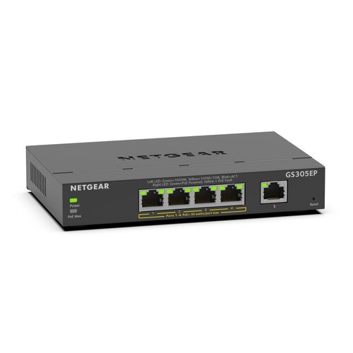 Netgear GS305EP Managed L2/L3 Gigabit Ethernet (10/100/1000) Power over Ethernet (PoE) Zwart