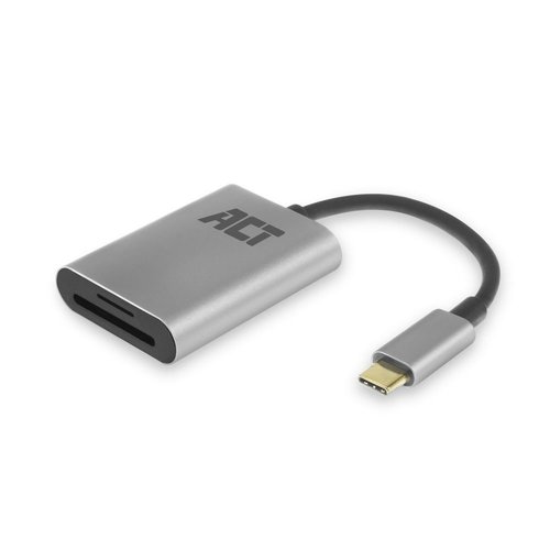 ACT AC7054 geheugenkaartlezer USB 3.2 Gen 1 (3.1 Gen 1) Type-C Zwart, Zilver