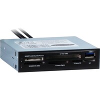 CI-01 | Interne geheugenkaartlezer | USB 3.2 Gen 1 (5 Gbps) | 3.5" bay | Ondersteunt CF, SD, microSD, MS, xD | Zwart