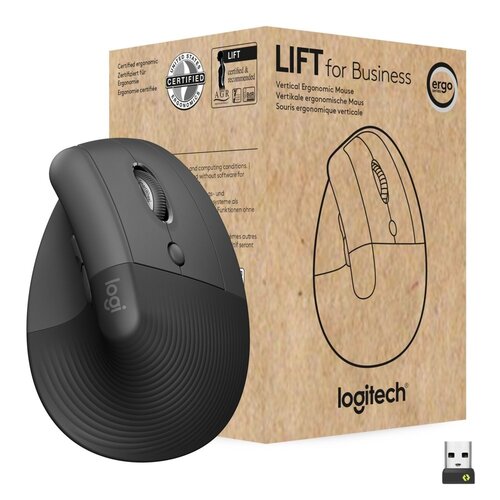 Logitech Lift for Business muis Rechtshandig RF-draadloos + Bluetooth Optisch 4000 DPI Logitech Lift for Business muis Rechtshandig RF-draadloos + Bluetooth Optisch 4000 DPI
