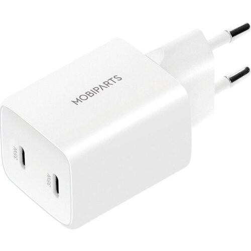 Mobiparts GaN Wall Charger | Dual USB-C Oplader 35W | Wit
