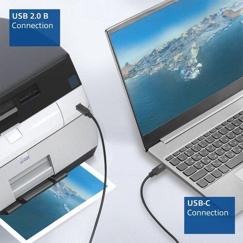 ACT | USB 2.0 Kabel | USB-C naar USB-B | 1,8m | Zwart ACT | USB 2.0 Kabel | USB-C naar USB-B | 1,8m | Zwart