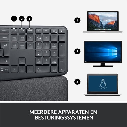 Logitech Ergo K860 toetsenbord RF-draadloos + Bluetooth US RENEWED (refurbished)