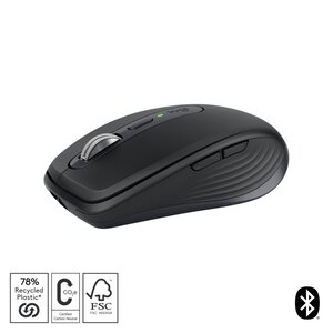 Logitech MX Anywhere 3S | Draadloze Muis | Rechtshandig | RF + Bluetooth | 8000 DPI | Grafiet Logitech MX Anywhere 3S | Draadloze Muis | Rechtshandig | RF + Bluetooth | 8000 DPI | Grafiet