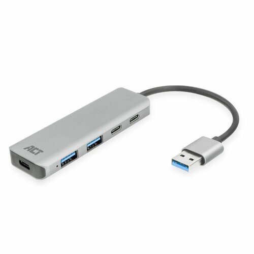 ACT AC6125 interface hub USB 3.2 Gen 1 (3.1 Gen 1) Type-A 5000 Mbit/s Grijs ACT AC6125 interface hub USB 3.2 Gen 1 (3.1 Gen 1) Type-A 5000 Mbit/s Grijs