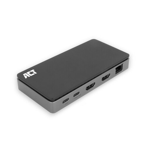 ACT USB-C 4K MST dockingstation voor 2 HDMI-monitoren, Ethernet, USB-C, 3x USB-A, PD passthrough en 1 meter lange afneembare USB-C-kabel ACT USB-C 4K MST dockingstation voor 2 HDMI-monitoren, Ethernet, USB-C, 3x USB-A, PD passthrough en 1 meter lange afneembare USB-C-kabel