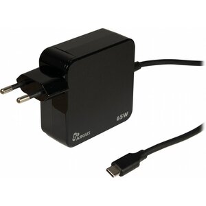 Inter-Tech Argus PD-2065 | Universele USB-C Oplader 65W | Zwart | Met Geïntegreerde Kabel
