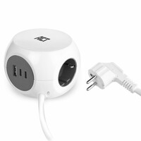 Stekkerdoos Kubus | 3 Stopcontacten | USB-A & USB-C | 30W | 1,5 m | Wit
