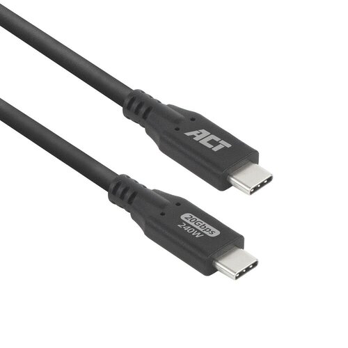ACT USB4 20Gbps 240W USB Type-C kabel, 0,5 meter ACT USB4 20Gbps 240W USB Type-C kabel, 0,5 meter