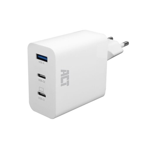 ACT USB-C/USB-A Lader | 3-poorts met PPS, QuickCharge en GanFast | 65 Watt ACT USB-C/USB-A Lader | 3-poorts met PPS, QuickCharge en GanFast | 65 Watt