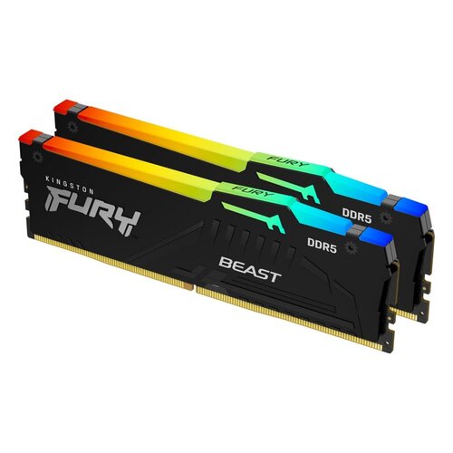 Kingston Fury Beast RGB | 64GB 2x32GB DDR5 | 6000MHz | DIMM | CL36 | Geheugenmodule | RAM Kingston Fury Beast RGB | 64GB 2x32GB DDR5 | 6000MHz | DIMM | CL36 | Geheugenmodule | RAM