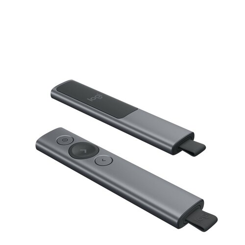 Logitech Spotlight Presenter | Draadloos | Bluetooth & USB 2.4 GHz | Bereik tot 30 meter | Grijs