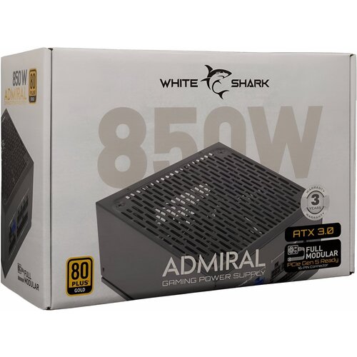 White Shark Admiral | 850 Watt Gold ATX 3.0 PSU | PCIe 5.0 | Power Supply | Voeding White Shark Admiral | 850 Watt Gold ATX 3.0 PSU | PCIe 5.0 | Power Supply | Voeding