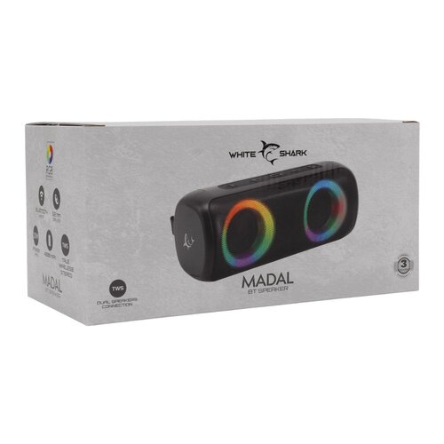 White Shark GBT-876 MADAL | Draagbare Bluetooth Speaker | 2×10W RMS | 4000mAh Accu | RGB