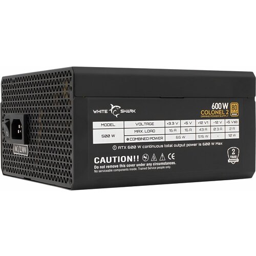 White Shark Colonel 2 | 600 Watt Bronze ATX PSU | Power Supply | Voeding