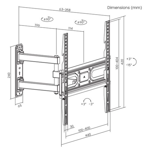 SBOX PLB-3644-2 | TV-beugel | 32-55" | Max 35kg | VESA 400x400
