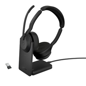 Jabra Evolve2 55 MS Stereo | Bluetooth & USB-A Headset | Met Oplaadhouder | Zwart | Voor Kantoor & Callcenter