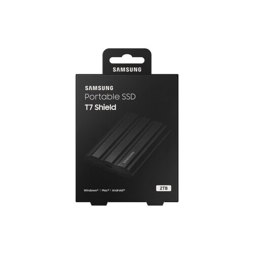 Samsung T7 Shield | Externe SSD | 2TB | USB 3.2 Gen2 | 1.050MB/s Lezen | 1.000MB/s Schrijven | Zwart Samsung T7 Shield | Externe SSD | 2TB | USB 3.2 Gen2 | 1.050MB/s Lezen | 1.000MB/s Schrijven | Zwart