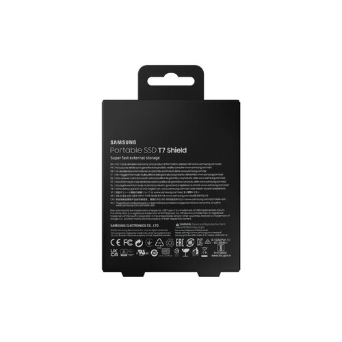 Samsung T7 Shield | Externe SSD | 2TB | USB 3.2 Gen2 | 1.050MB/s Lezen | 1.000MB/s Schrijven | Zwart Samsung T7 Shield | Externe SSD | 2TB | USB 3.2 Gen2 | 1.050MB/s Lezen | 1.000MB/s Schrijven | Zwart