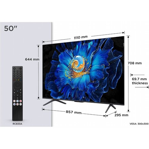 TCL 50C6KS | 50" 4K Ultra HD Mini LED Smart TV | Google TV | Dolby Vision | 60Hz (2025)