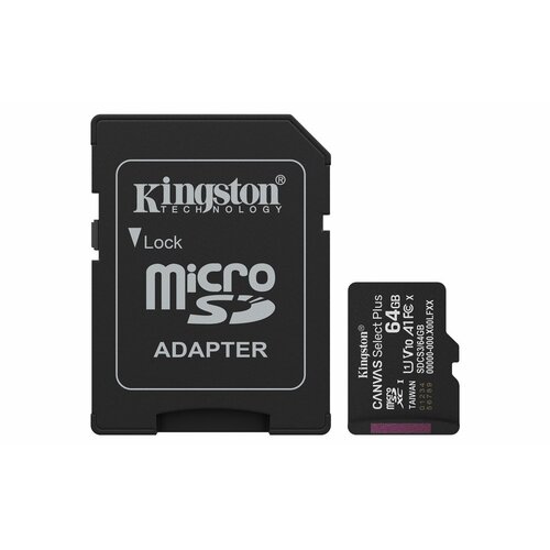 Kingston Technology microSDXC 64GB | Canvas Select Plus Gen3 | 100MB/s | A1 | + Adapter