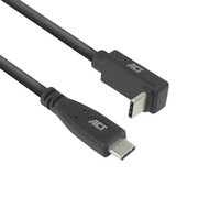 AC7471 | USB 3.2 Gen 2 Kabel | USB-C (recht) naar USB-C (haaks boven/beneden) | 60W | 10Gbps | 1m | Zwart