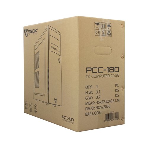 SBOX PCC-180 | Midi Tower Case | Zwart | Geen PSU