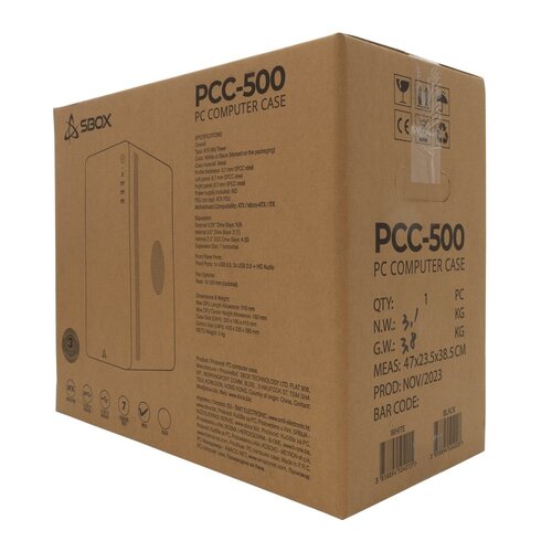 White Shark SBOX PCC-500W | Micro Tower Case | Wit | Geen PSU