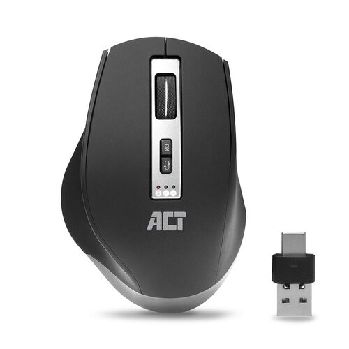 ACT AC5145 | Draadloze Muis | RF-Draadloos + Bluetooth | USB-A en USB-C Receiver | 2400 DPI | Grafiet