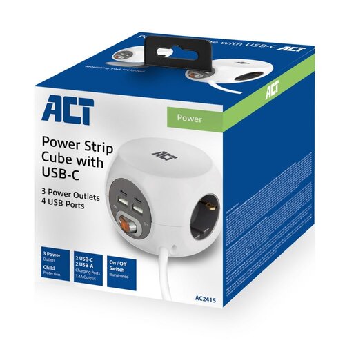 ACT AC2415 | Stekkerdoos | 3 Stopcontacten | 1,5 m | Binnen | Wit ACT AC2415 | Stekkerdoos | 3 Stopcontacten | 1,5 m | Binnen | Wit
