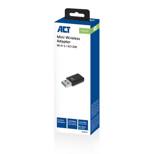 ACT AC4470 | USB A wifi adapter | Tot 900 Mbit/s ACT AC4470 | USB A wifi adapter | Tot 900 Mbit/s