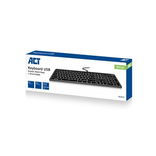 ACT AC5415 | Toetsenbord | USB | QWERTY US-layout | Zwart ACT AC5415 | Toetsenbord | USB | QWERTY US-layout | Zwart