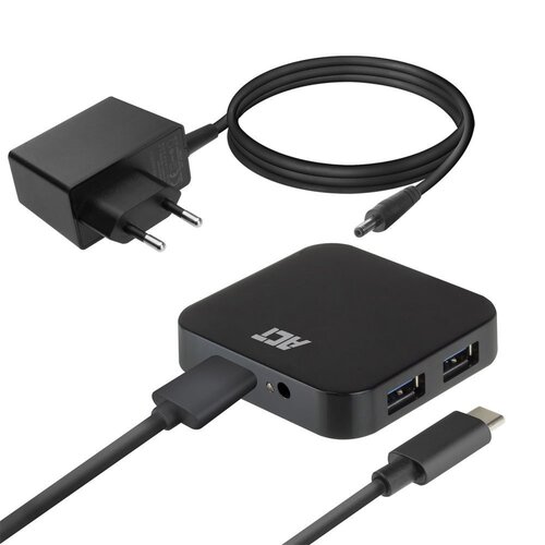 ACT AC6410 | USB 3.2 Gen 2 Hub | Type-C | 5 Gbit/s | Zwart ACT AC6410 | USB 3.2 Gen 2 Hub | Type-C | 5 Gbit/s | Zwart