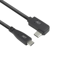 AC7408 | USB 3.2 Gen 2 Kabel | USB-C (recht) naar USB-C (haaks links/rechts) | 60W | 10Gbps | 3m | Zwart