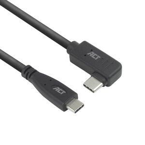 ACT AC7408 | USB 3.2 Gen 2 Kabel | USB-C (recht) naar USB-C (haaks links/rechts) | 60W | 10Gbps | 3m | Zwart