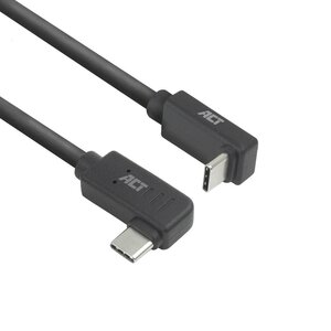 ACT AC7480 | USB 3.2 Gen 2 Kabel | USB-C (haaks links/rechts) naar USB-C (haaks boven/beneden) | 60W | 10Gbps | 0,5m | Zwart