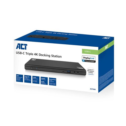 ACT AC7048 | Docking Station & Poortreplicator | USB-C 3.2 Gen 1 | Zwart ACT AC7048 | Docking Station & Poortreplicator | USB-C 3.2 Gen 1 | Zwart